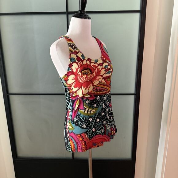 Desigual Women's Embellished Floral Sleeveless Tunic Tank Top Size Small Black - Picture 7 of 12